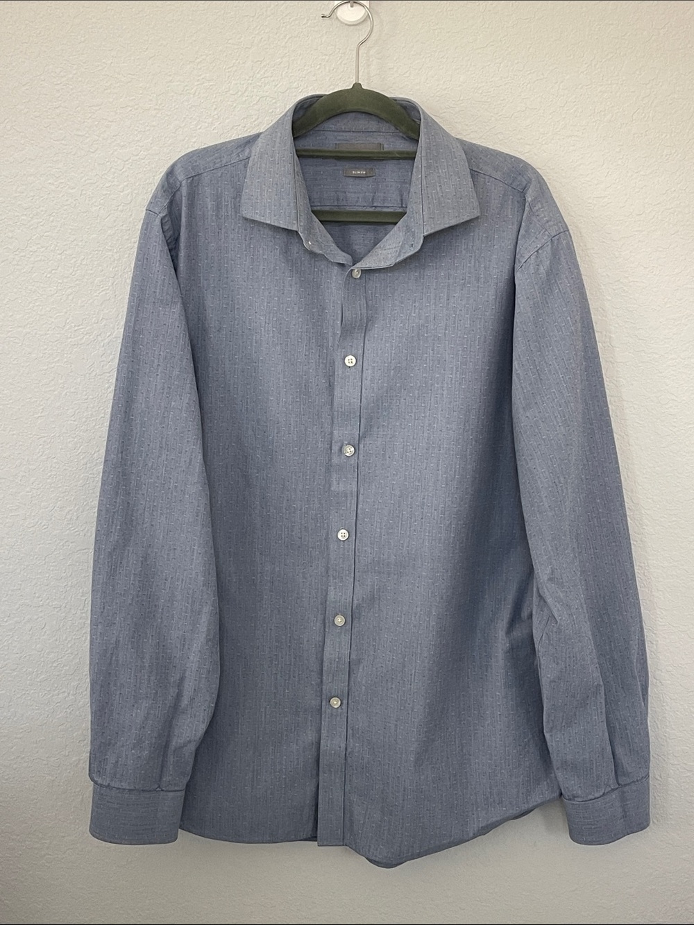 Michael Kors Men’s XL Slim Fit Blue Geometric Button Down Dress Shirt